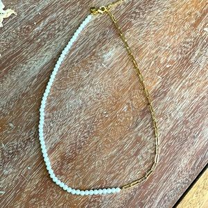 J. Crew Factory paper clip and pearl necklace